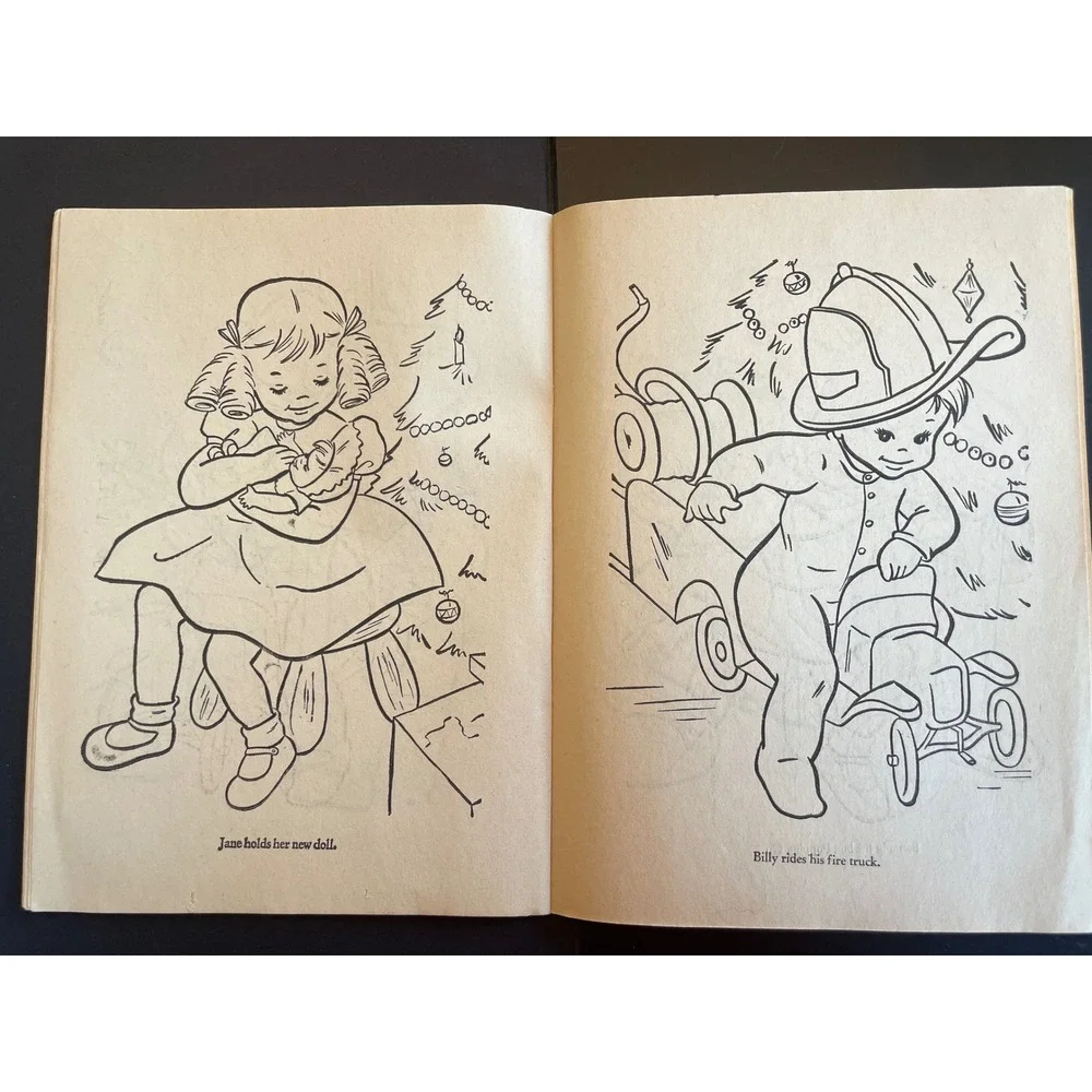 Vintage Christmas Coloring Book Santa‎ Elves Lowe Unused